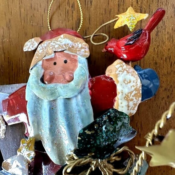 NWT VTG  Kurt Adler Santa Cardinal Birdhouse Christmas Tree Ornament Met… - Picture 3 of 12